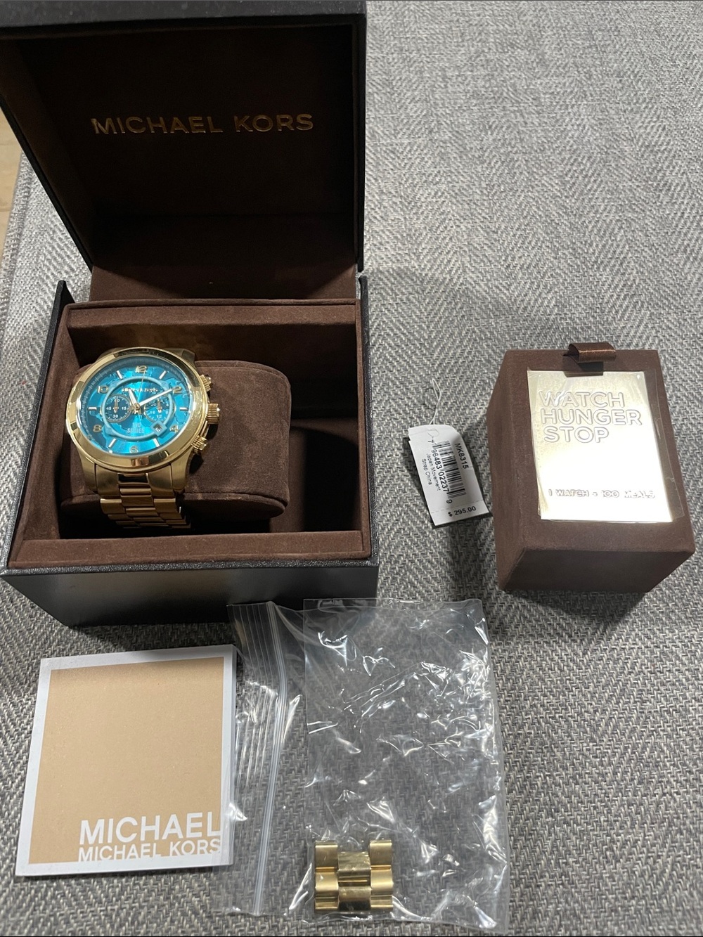 Michael Kors Gold-Tone Watch with Turquoise Dial